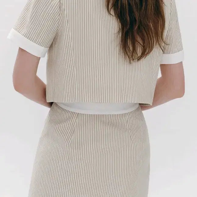 [BUNJANG] Marie Claire Striped Setup Beige / 새상품 마리끌레르 스트라이프 셋업 베이지, 36(44)