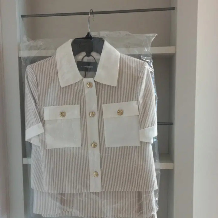 [SOLD OUT] 새상품 마리끌레르 스트라이프 셋업 베이지, 36(44)