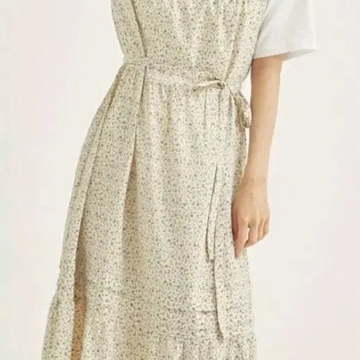 [BUNJANG] Roem Floral Bustier Dress Beige / 로엠 잔꽃 뷔스티에 원피스 베이지, s