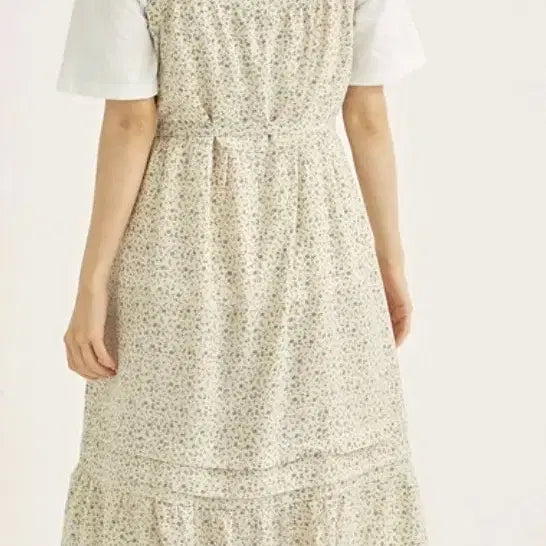[BUNJANG] Roem Floral Bustier Dress Beige / 로엠 잔꽃 뷔스티에 원피스 베이지, s
