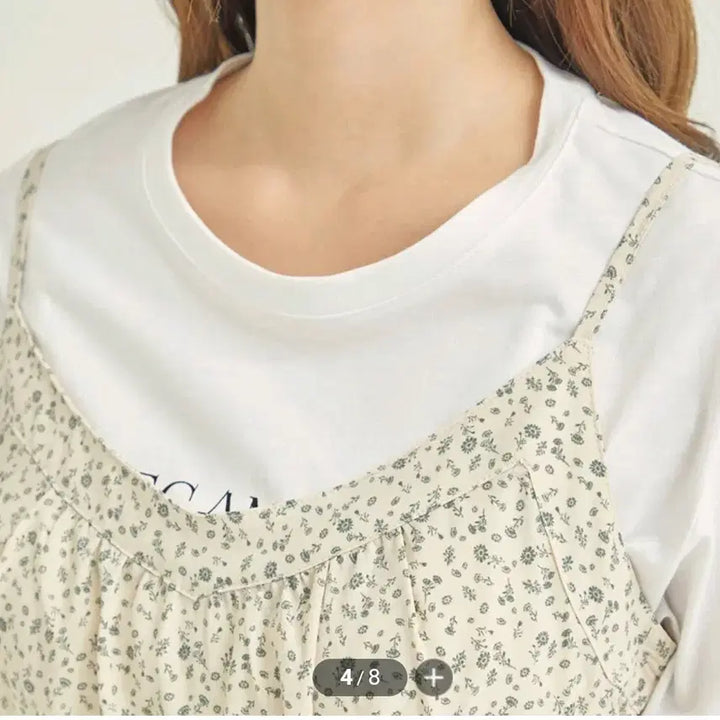 [BUNJANG] Roem Floral Bustier Dress Beige / 로엠 잔꽃 뷔스티에 원피스 베이지, s