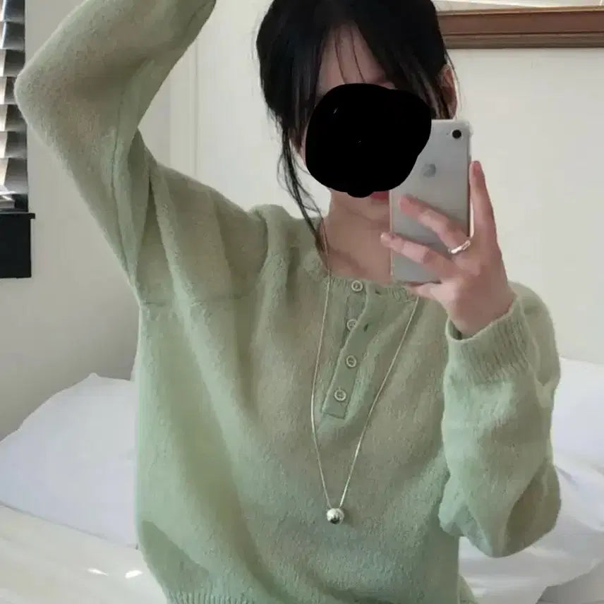 [BUNJANG] Sheer Knit Spring Sweater Mint / 새상품 민트색 봄니트 시스루니트