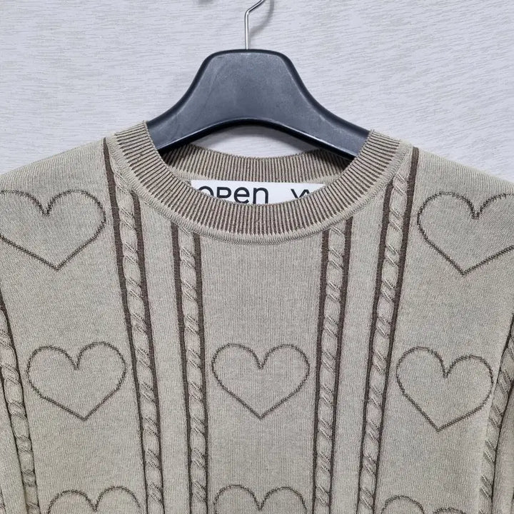 [BUNJANG] Open Yy Heart Pattern Knit Top / 오픈 Yy 반팔 니트 여66-77ㅡ0410