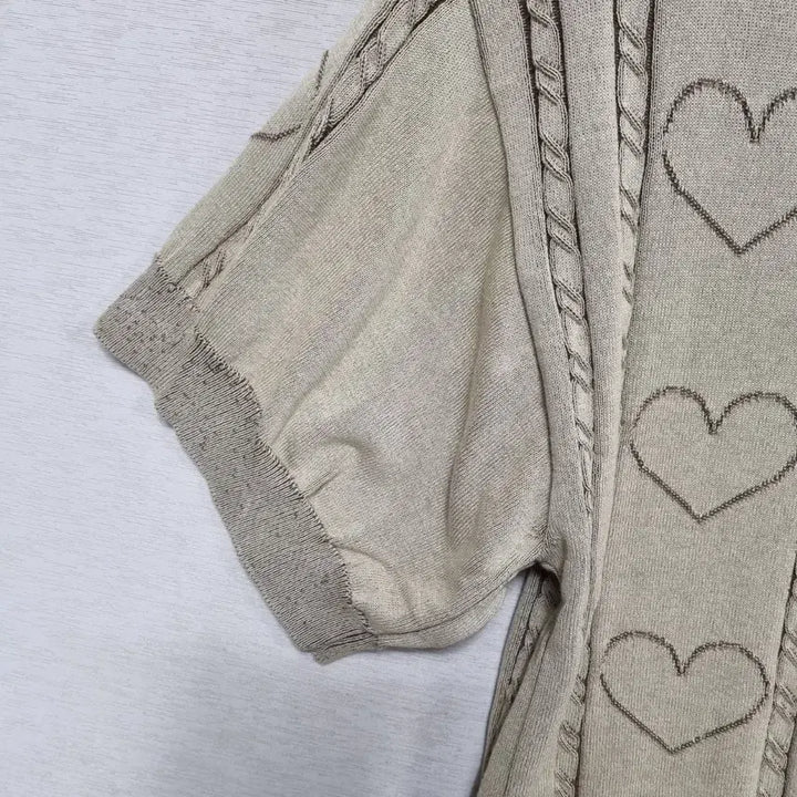 [BUNJANG] Open Yy Heart Pattern Knit Top / 오픈 Yy 반팔 니트 여66-77ㅡ0410