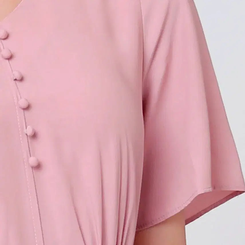 [BUNJANG] Roem Long Daily Dress, Pink, S / 새상품 로엠 싸개단추 데일리 롱 원피스, 핑크, s