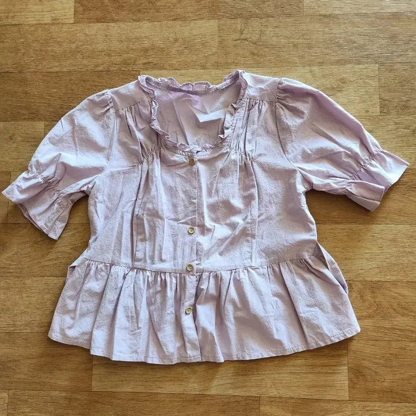 [BUNJANG] Frill Purple Blouse Shirt / 프릴 퍼플 블라우스 셔츠