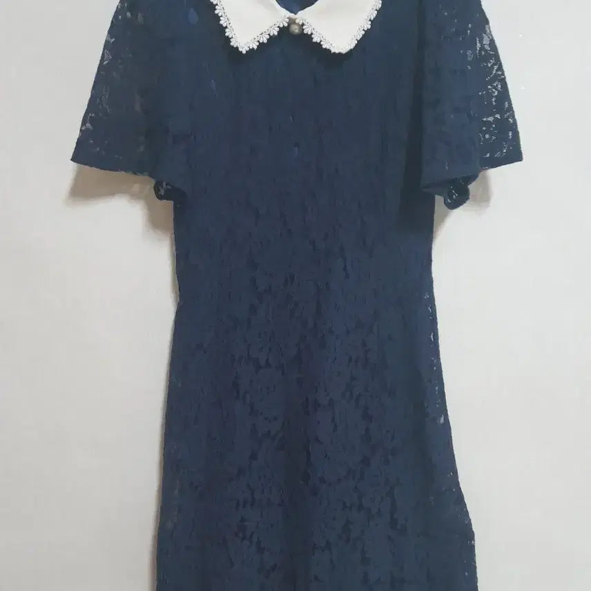 [BUNJANG] Lace Collar Mini Dress Navy Short Sleeve / 레이스 카라 원피스 네이비 반팔