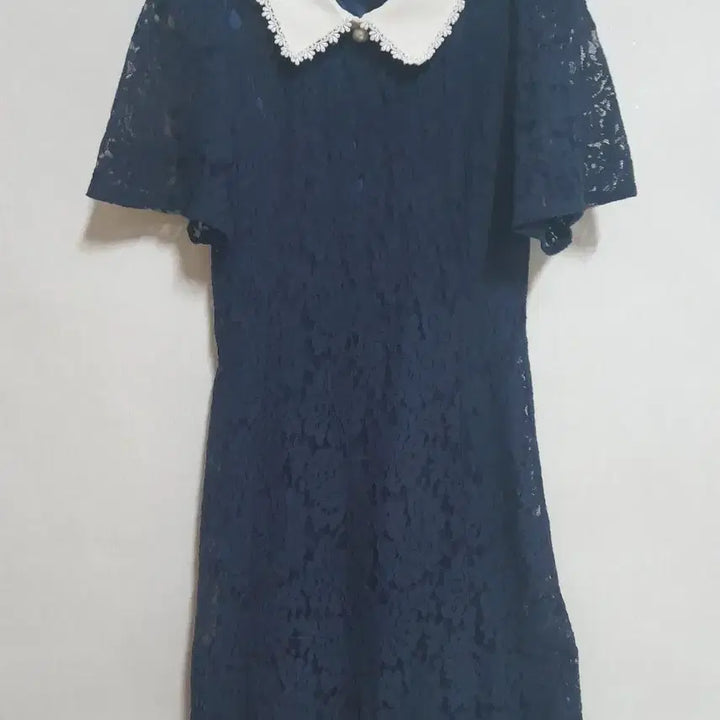 [BUNJANG] Lace Collar Mini Dress Navy Short Sleeve / 레이스 카라 원피스 네이비 반팔