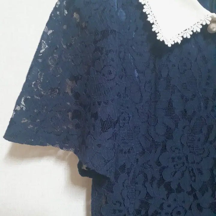 [BUNJANG] Lace Collar Mini Dress Navy Short Sleeve / 레이스 카라 원피스 네이비 반팔