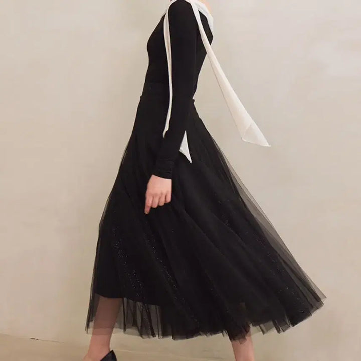 [BUNJANG] Grace U Etoile Banding Sha Skirt (Black) / 그레이스유) Etoile Banding Sha Skirt (Black)