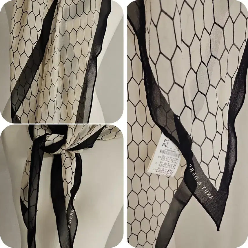 [BUNJANG] ANDY &amp; DEBB Honeycomb Pattern Silk Scarf / ANDY &amp; DEBB 허니콤 패턴 실크 스카프