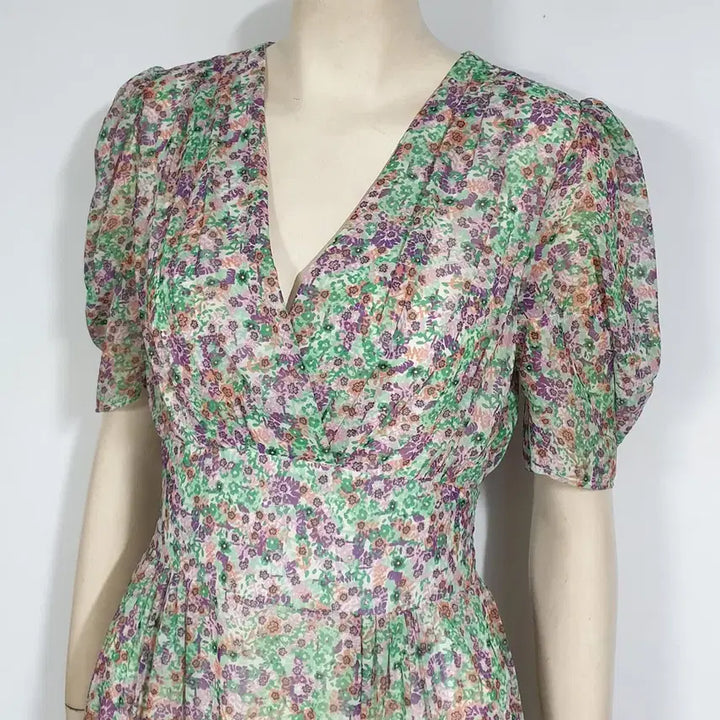 [BUNJANG] FOUNDATION Floral Chiffon Long Dress / FOUNDATION 플라워 쉬폰롱원피스