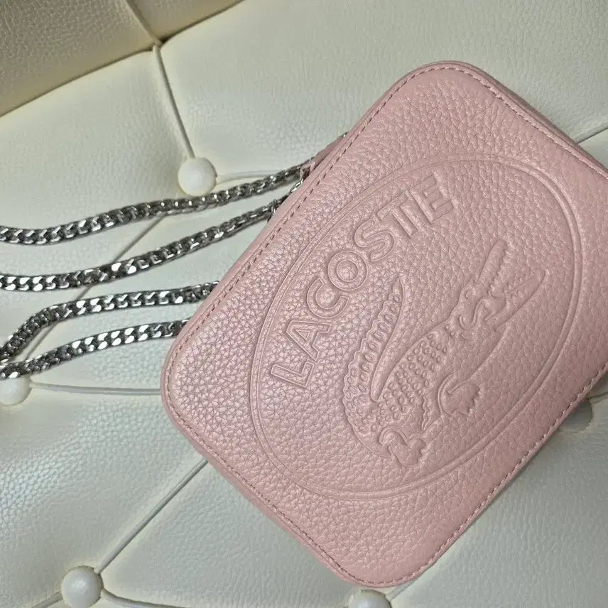 [BUNJANG] Lacoste Pink Chain Crossbody Bag / 라코스테 핑크 체인 크로스백 (새상품)