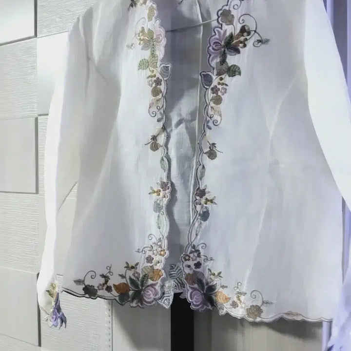 [BUNJANG] Embroidered Ramie Open Jacket / 모시 자수 오픈형 자켓