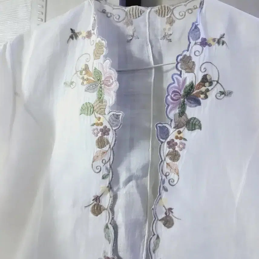 [BUNJANG] Embroidered Ramie Open Jacket / 모시 자수 오픈형 자켓