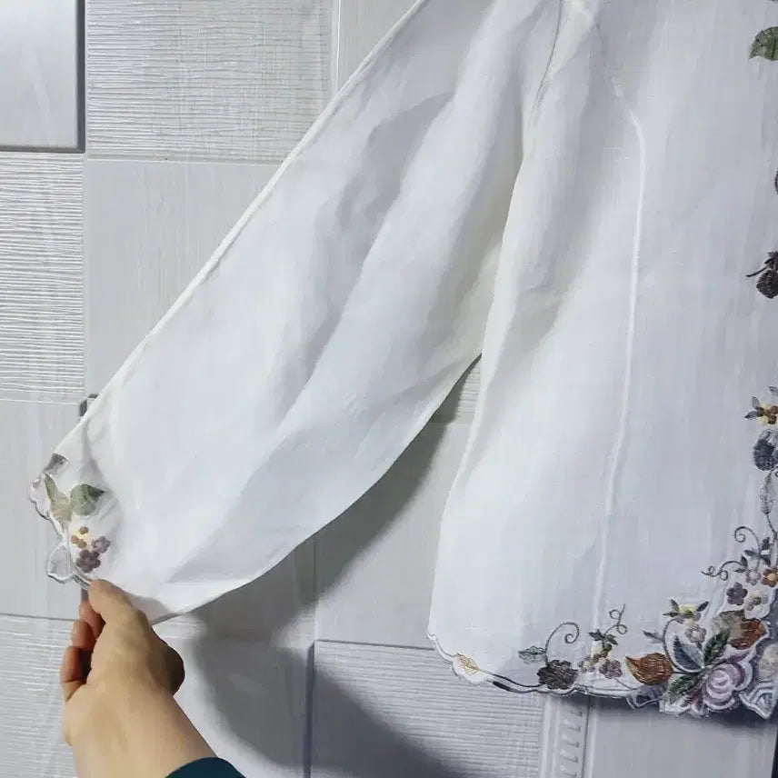 [BUNJANG] Embroidered Ramie Open Jacket / 모시 자수 오픈형 자켓
