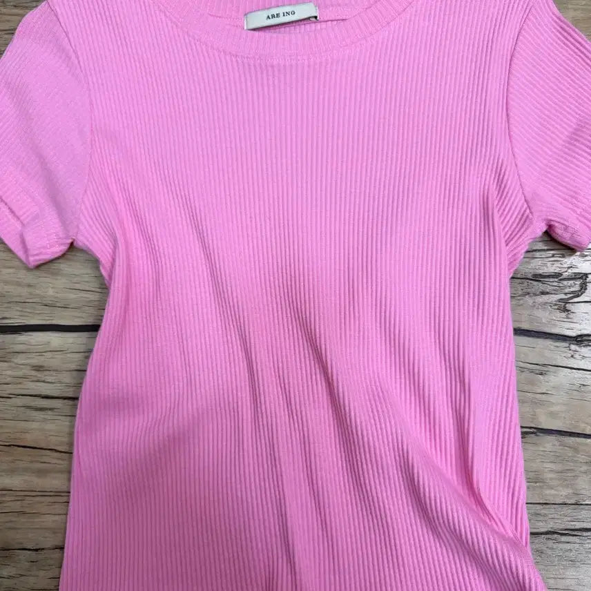 [BUNJANG] Pink Ribbed Short Sleeve T-Shirt / 티셔츠