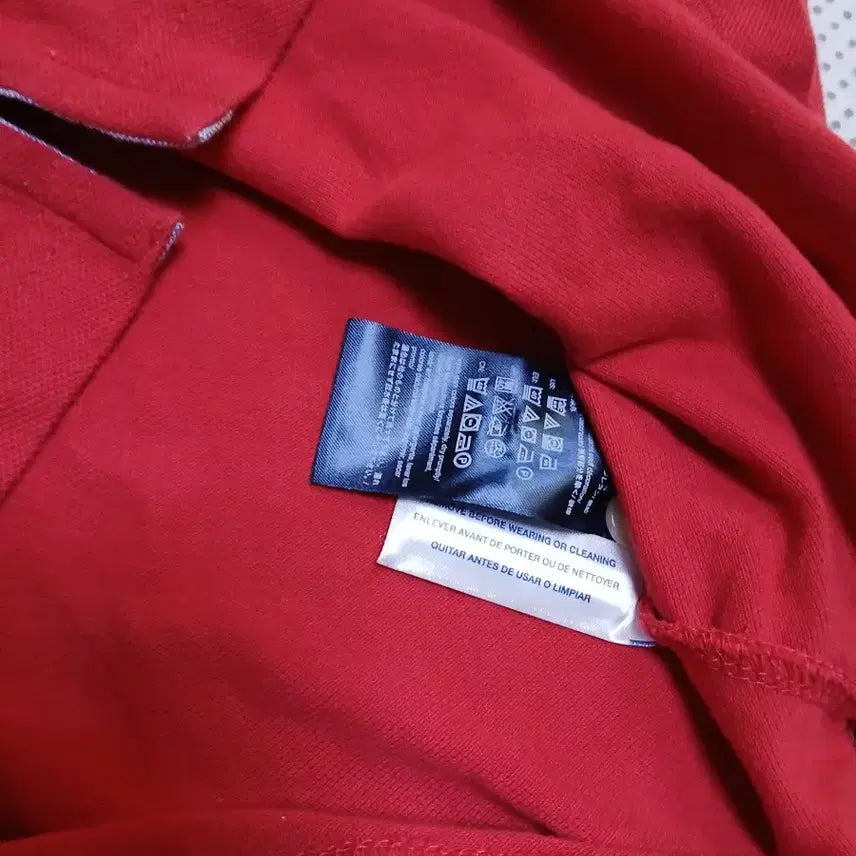 [BUNJANG] Tommy Hilfiger Red Stripe Polo Shirt / 타미힐피거 레드 스트라이프 반팔 폴로티