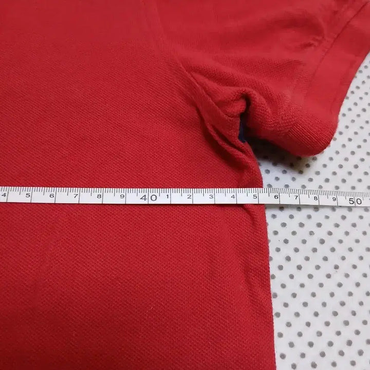 [BUNJANG] Tommy Hilfiger Red Stripe Polo Shirt / 타미힐피거 레드 스트라이프 반팔 폴로티