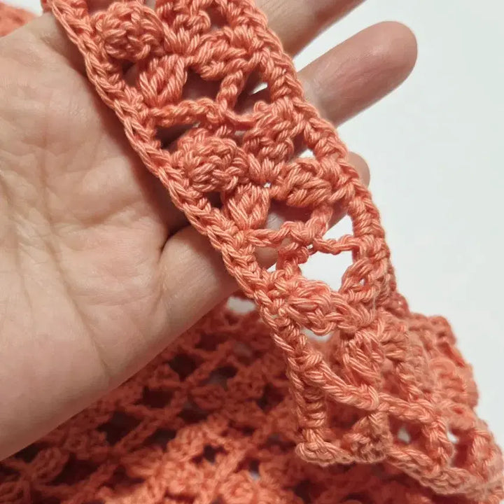[BUNJANG] Hand-Knitted Floral Hobo Bag / 손뜨개 꽃무늬 호보백(샘플할인)