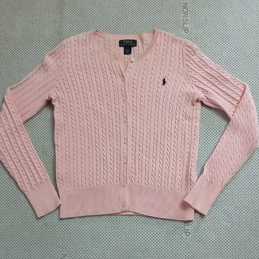 [BUNJANG] Polo Ralph Lauren Pink Cable Knit Cardigan / 폴로 랄프로렌 핑크 케이블 니트 가디건