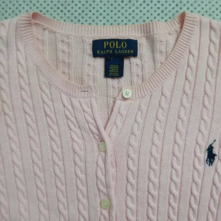 [BUNJANG] Polo Ralph Lauren Pink Cable Knit Cardigan / 폴로 랄프로렌 핑크 케이블 니트 가디건