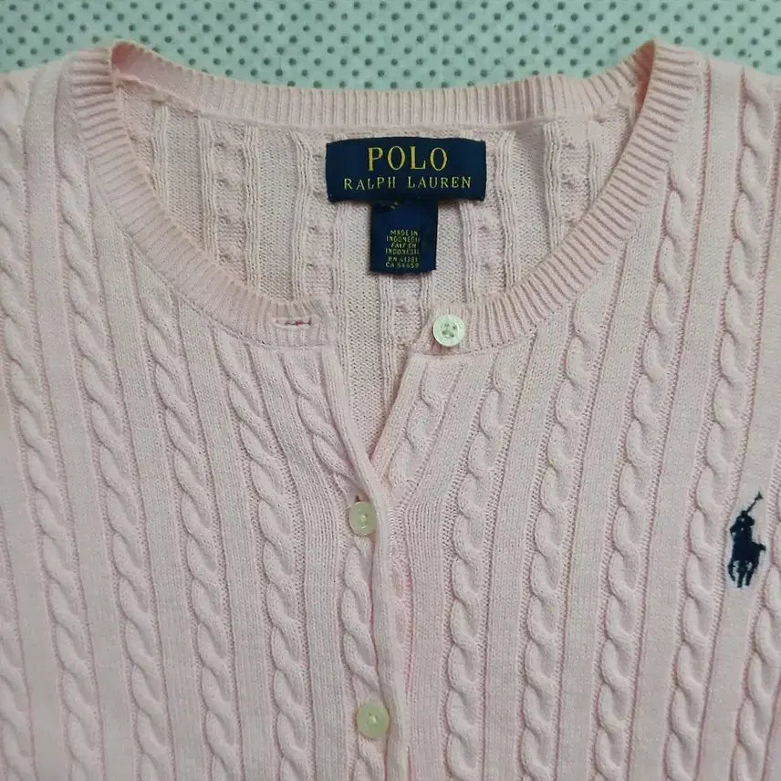[BUNJANG] Polo Ralph Lauren Pink Cable Knit Cardigan / 폴로 랄프로렌 핑크 케이블 니트 가디건