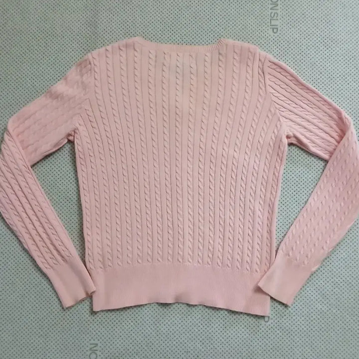 [BUNJANG] Polo Ralph Lauren Pink Cable Knit Cardigan / 폴로 랄프로렌 핑크 케이블 니트 가디건