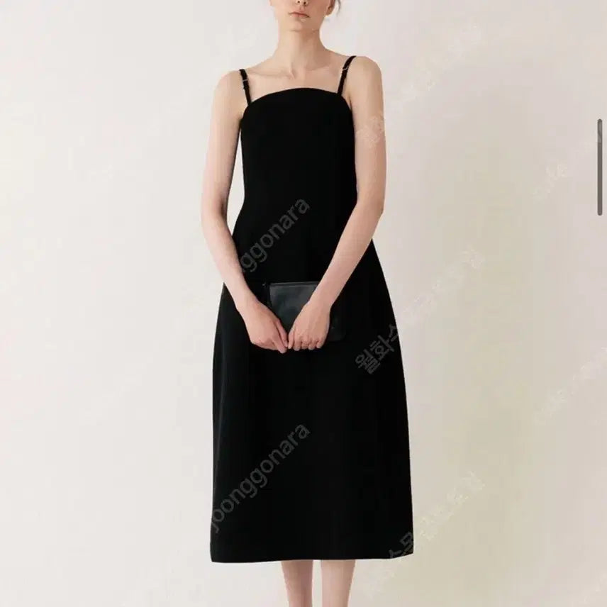 [SOLD OUT] 킨더살몬 캐미솔 끈 원피스(블랙)/ 스카프