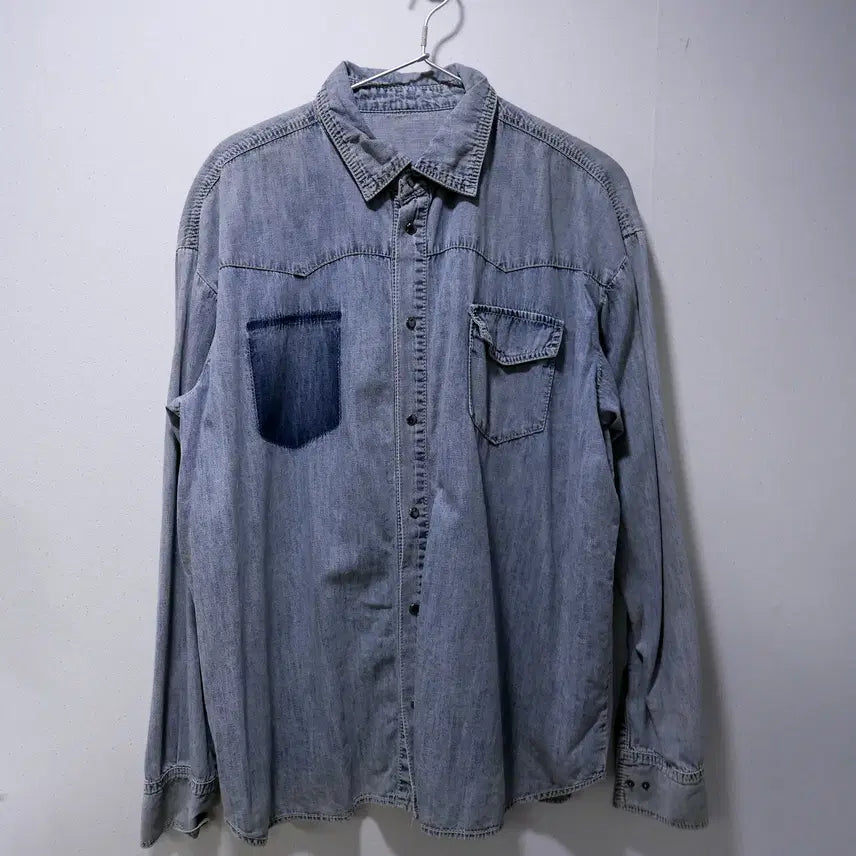 [BUNJANG] Vintage Western Denim Shirt / (JP/L) 빈티지 웨스턴 데님 셔츠 블리치