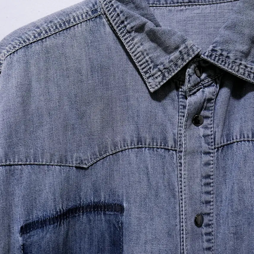 [BUNJANG] Vintage Western Denim Shirt / (JP/L) 빈티지 웨스턴 데님 셔츠 블리치