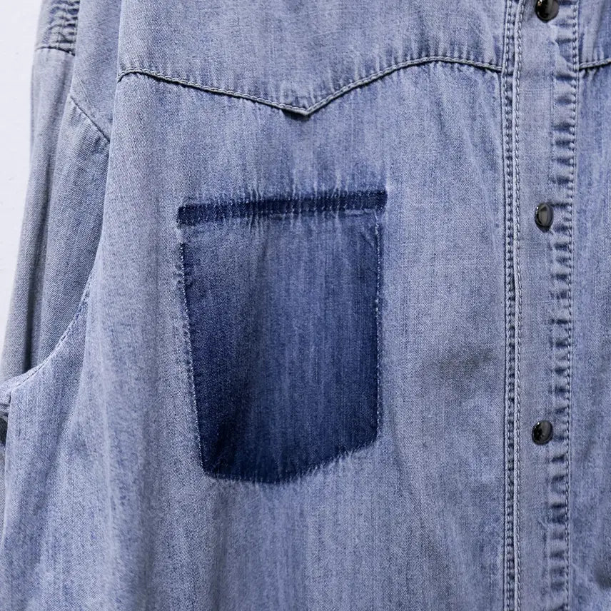 [BUNJANG] Vintage Western Denim Shirt / (JP/L) 빈티지 웨스턴 데님 셔츠 블리치