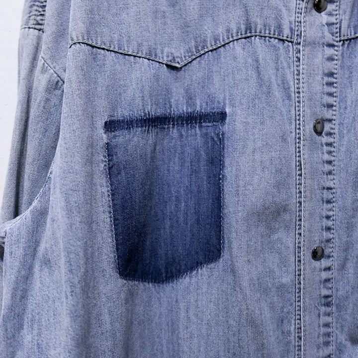 [BUNJANG] Vintage Western Denim Shirt / (JP/L) 빈티지 웨스턴 데님 셔츠 블리치