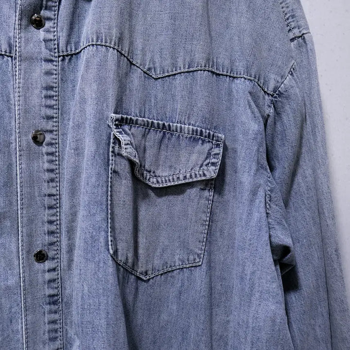 [BUNJANG] Vintage Western Denim Shirt / (JP/L) 빈티지 웨스턴 데님 셔츠 블리치