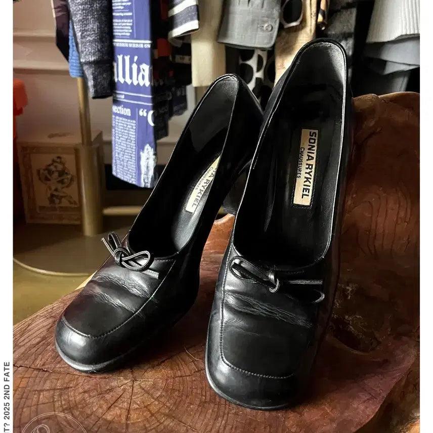[BUNJANG] SONIA RYKIEL Vintage Ribbon Leather Pumps Heels / 90s SONIA RYKIEL 소니아 리키엘 빈티지 리본 레더 펌프스 힐