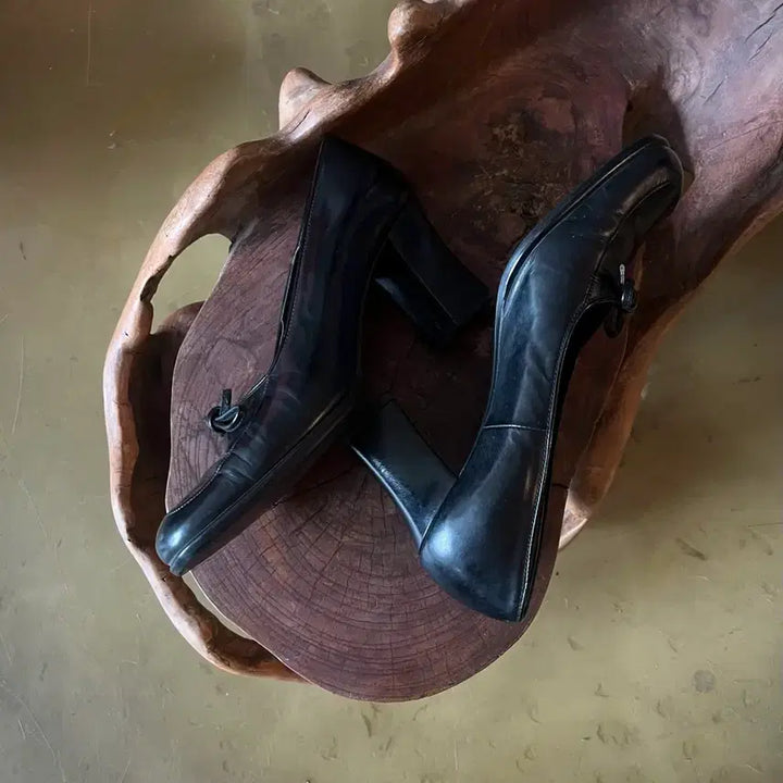 [BUNJANG] SONIA RYKIEL Vintage Ribbon Leather Pumps Heels / 90s SONIA RYKIEL 소니아 리키엘 빈티지 리본 레더 펌프스 힐