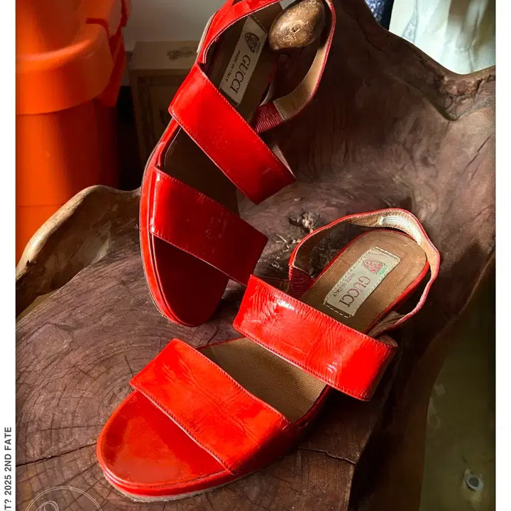[BUNJANG] Gucci Vintage Red Patent Leather Sandals / 1980s GUCCI 구찌 빈티지 레드 페이던트 에나멜 레더 샌들 슈즈