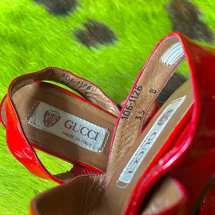 [BUNJANG] Gucci Vintage Red Patent Leather Sandals / 1980s GUCCI 구찌 빈티지 레드 페이던트 에나멜 레더 샌들 슈즈