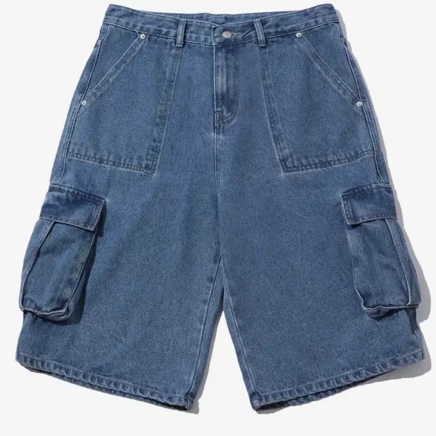 [BUNJANG] Bermuda Fatigue Cargo Denim Pants Indigo S / 버뮤다 퍼티그 카고 데님 팬츠 인디고 s