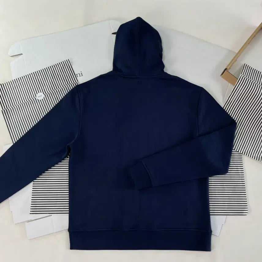 [BUNJANG] AMI Small Logo Embroidered Hoodie - Navy / 아미 AMI 후드집업 네이비 자수 하트 스몰로고  봄