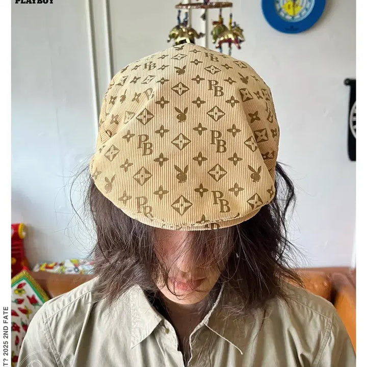 [SOLD OUT] 90s playboy 플레이보이 루이비통 모노그램 패러디 헌팅캡 모자