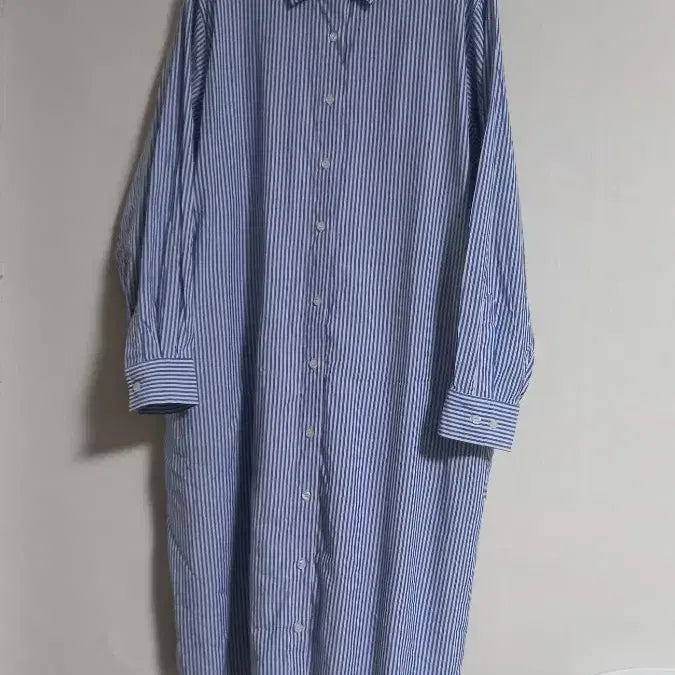[BUNJANG] Plus Size Blue Stripe Long Shirt Dress / 빅사이즈 스트라이프 셔츠롱원피스88_ 99