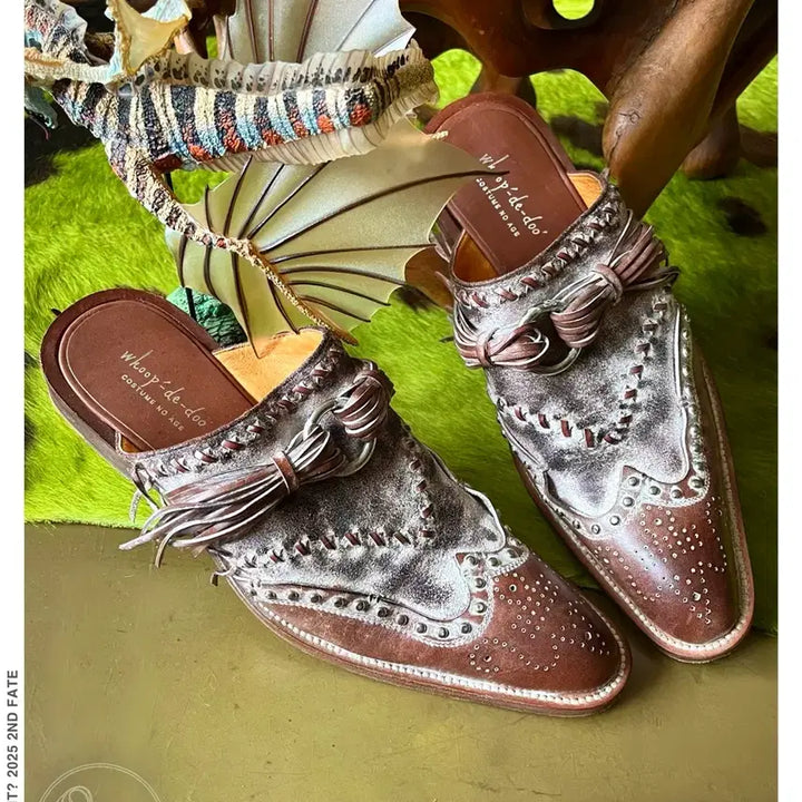 [BUNJANG] Whoop de doo Vintage Western Fringe Mule Loafers / Whoop de doo 홉데두 일본 빈티지 웨스턴 프린지 뮬 로퍼 구두