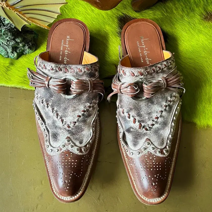 [BUNJANG] Whoop de doo Vintage Western Fringe Mule Loafers / Whoop de doo 홉데두 일본 빈티지 웨스턴 프린지 뮬 로퍼 구두