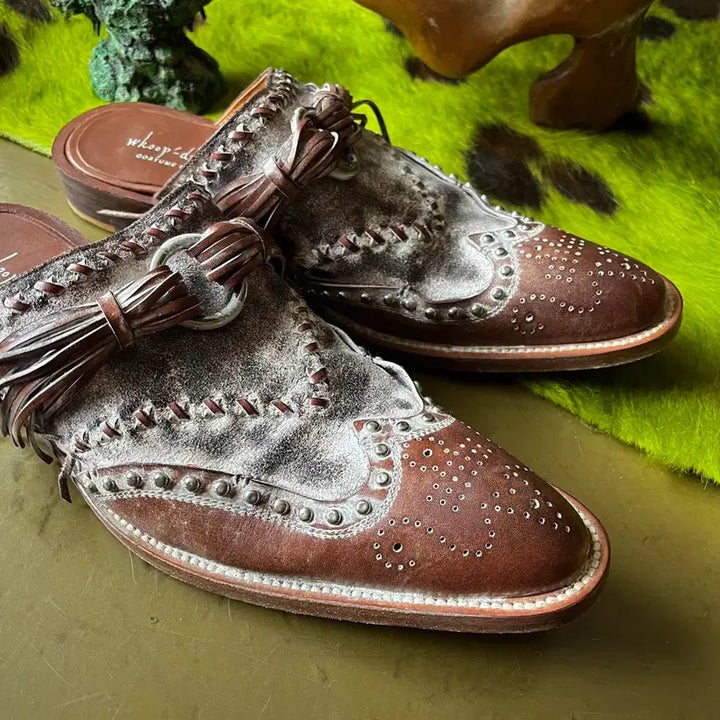 [BUNJANG] Whoop de doo Vintage Western Fringe Mule Loafers / Whoop de doo 홉데두 일본 빈티지 웨스턴 프린지 뮬 로퍼 구두