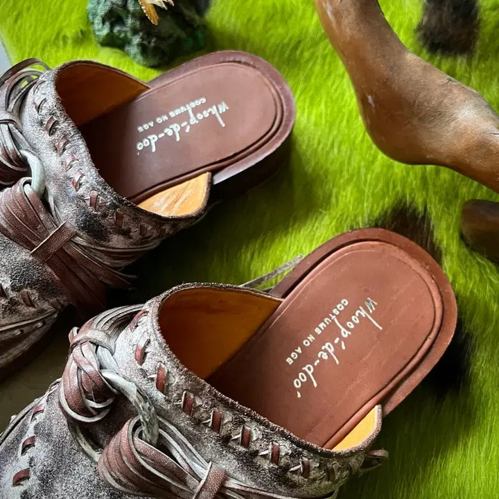 [BUNJANG] Whoop de doo Vintage Western Fringe Mule Loafers / Whoop de doo 홉데두 일본 빈티지 웨스턴 프린지 뮬 로퍼 구두
