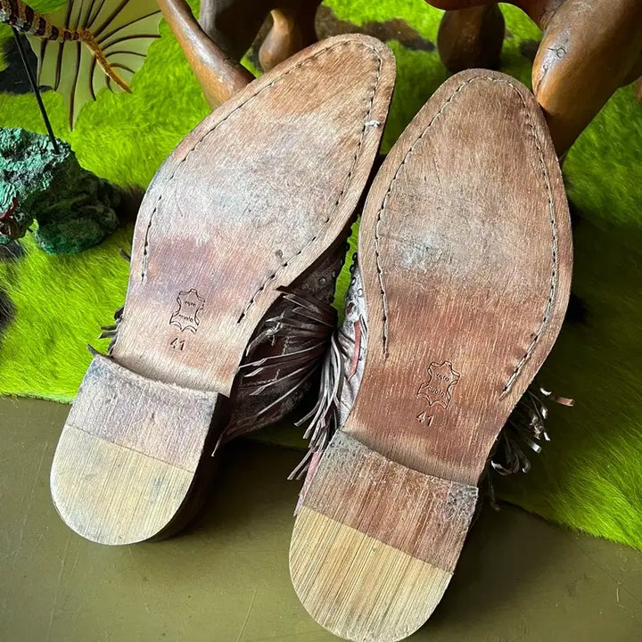 [BUNJANG] Whoop de doo Vintage Western Fringe Mule Loafers / Whoop de doo 홉데두 일본 빈티지 웨스턴 프린지 뮬 로퍼 구두