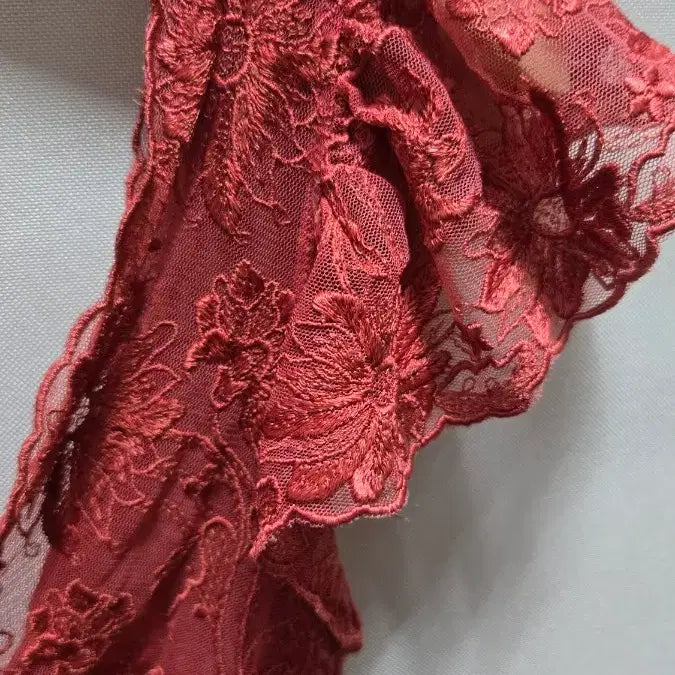 [BUNJANG] Red Lace Long Slip Dress / 레드 레이스 롱 슬립 90