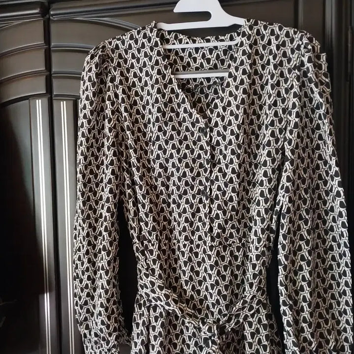 [BUNJANG] Black and White Pattern Long Dress / 패턴 롱 원피스 블랙 화이트