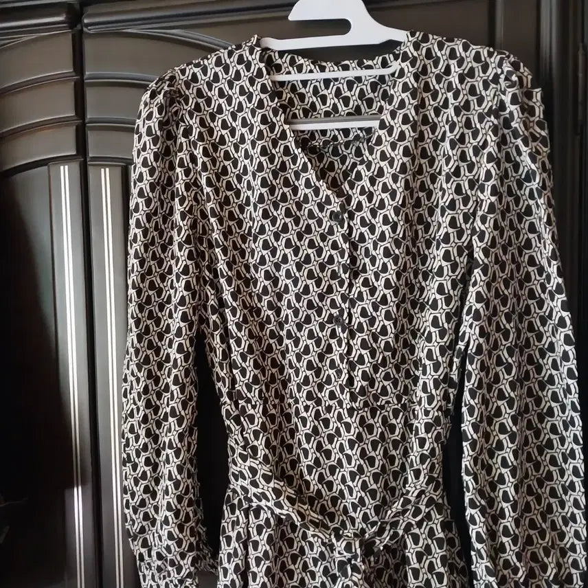 [BUNJANG] Black and White Pattern Long Dress / 패턴 롱 원피스 블랙 화이트